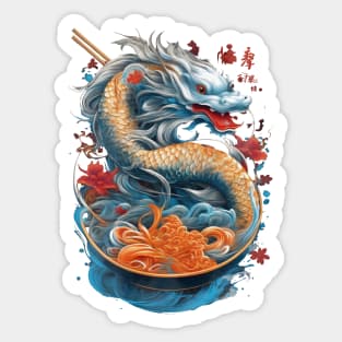 White Dragon Koi Fish Ramen Noodles Sticker